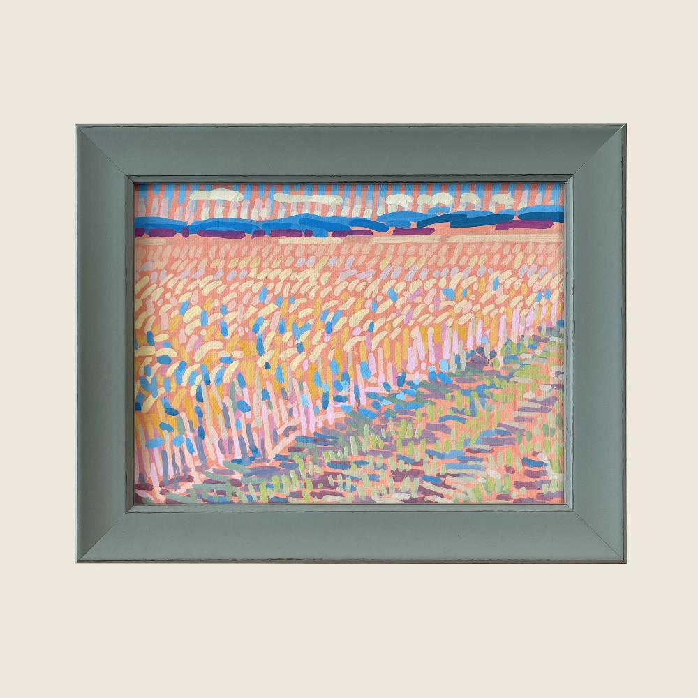 "Tree and ear of wheat", unique, painting, hand-painted unique piece, 22.3 x 17.3 cm, with picture frame