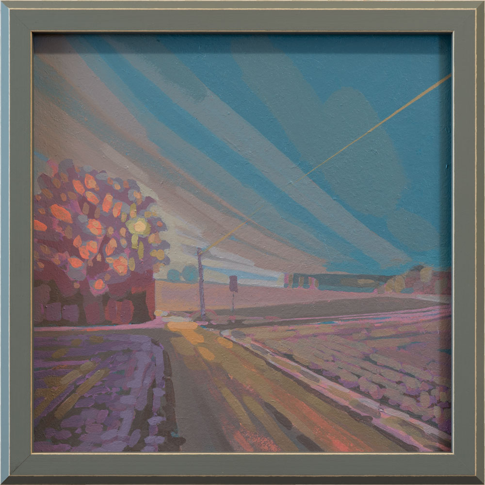 "Neujahrsmorgen", Unikat, Malerei, handgemaltes Einzelstück, 22 x 22 cm, mit Bilderrahmen