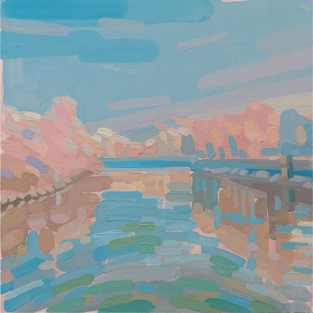 "Winter light", unique painting, hand-painted single piece, 22 x 22 cm, with picture frame