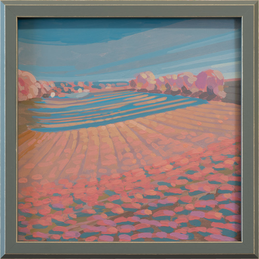 "Winter shadows", unique painting, hand-painted single piece, 22 x 22 cm, with picture frame