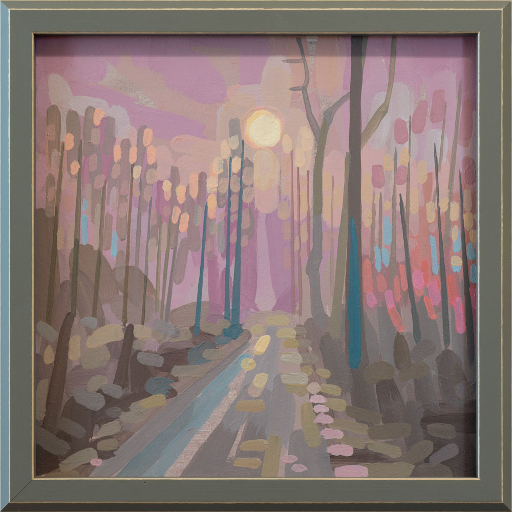 "Plough Track", unique painting, hand-painted single piece, 22 x 22 cm, with picture frame