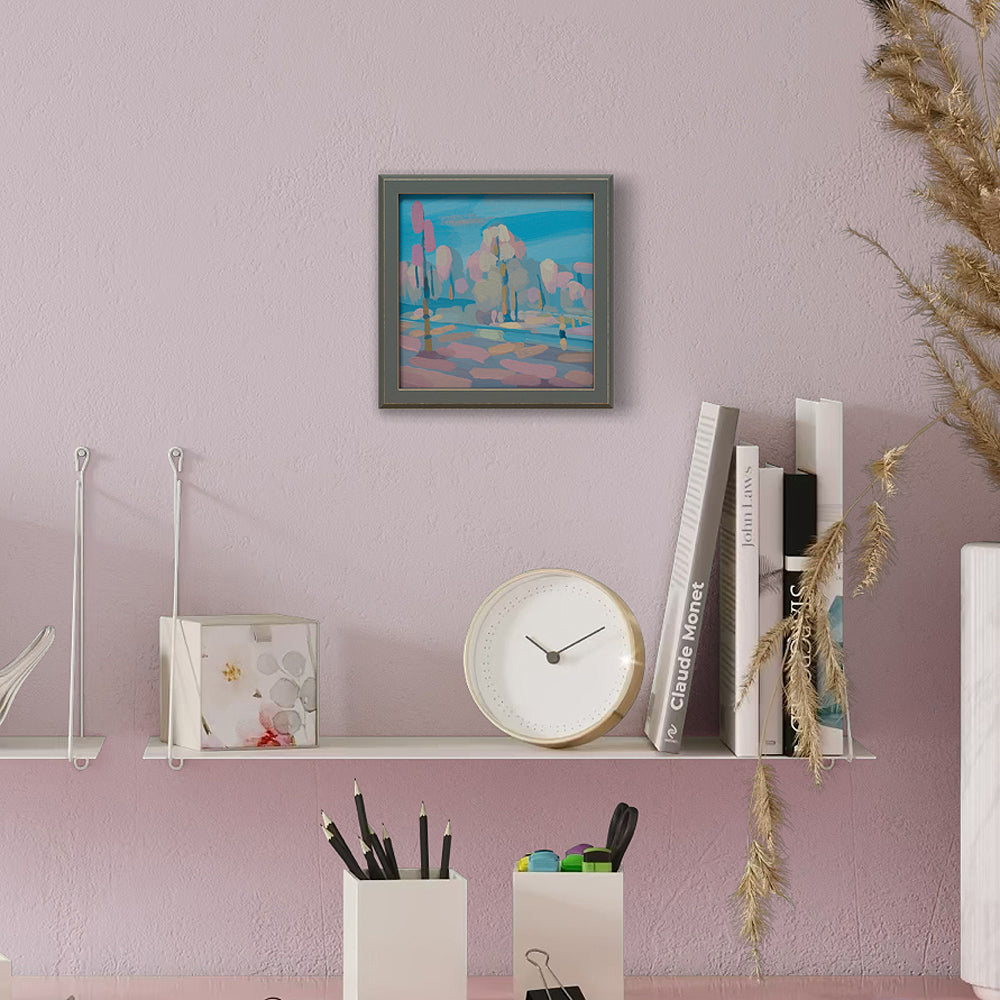 "Ice path", unique painting, hand-painted single piece, 17,3 x 17,3 cm, with picture frame