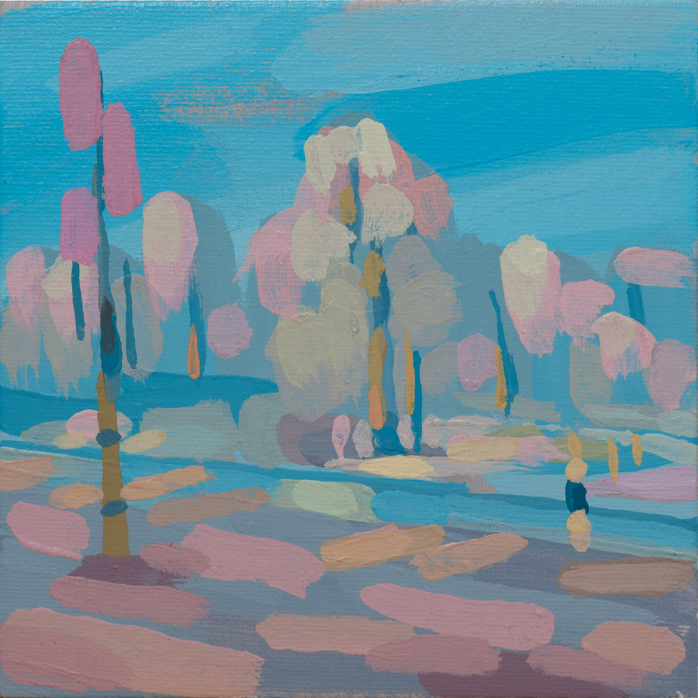 "Ice path", unique painting, hand-painted single piece, 17,3 x 17,3 cm, with picture frame