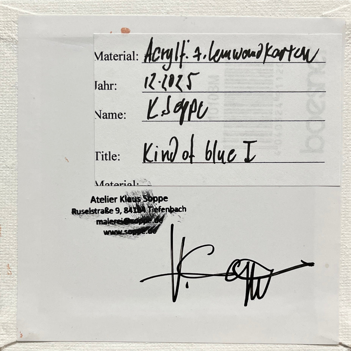 "Kind of blue 1", unique painting, hand-painted one-of-a-kind piece, 21 x 12 cm, with picture frame, Pocket Art