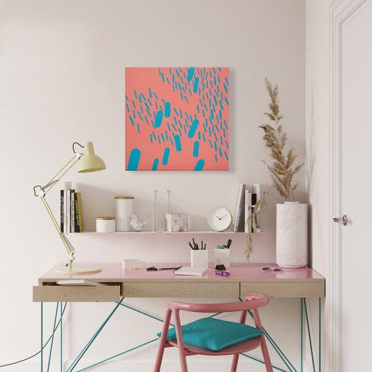 Malerei Rot-Türkis Komplementär 008B, Unikat, 50x50cm