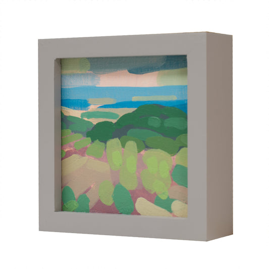 Landschaftsmalerei, "Alles Grün", Unikat, handgemaltes Einzelstück, 12 x 12 cm, mit Bilderrahmen, Pocket Art