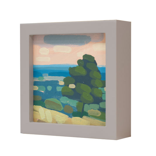 Landschaftsmalerei, "Blick in die Ferne", Unikat, handgemaltes Einzelstück, 12 x 12 cm, mit Bilderrahmen, Pocket Art