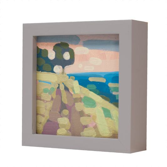 Landschaftsmalerei, "Wanderweg", Unikat, handgemaltes Einzelstück, 12 x 12 cm, mit Bilderrahmen, Pocket Art