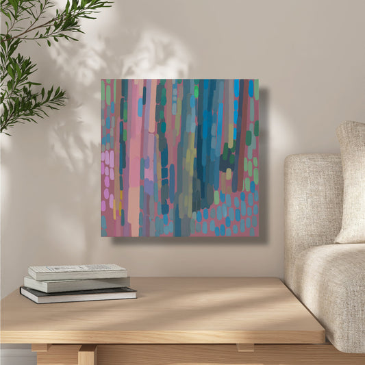 Original painting red turquoise complementary 008B, unique painting, 50x50cm