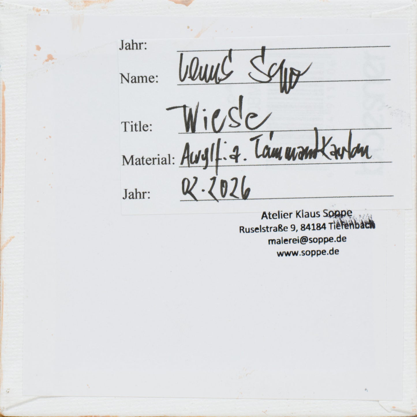 Landschaftsmalerei, "Wiese", Unikat, handgemaltes Einzelstück, 12 x 12 cm, mit Bilderrahmen, Acrylbild klein