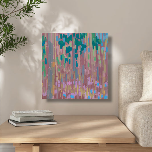 Original painting red turquoise complementary 008B, unique painting, 50x50cm