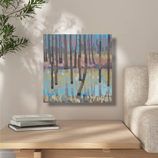 Original painting red turquoise complementary 008B, unique painting, 50x50cm