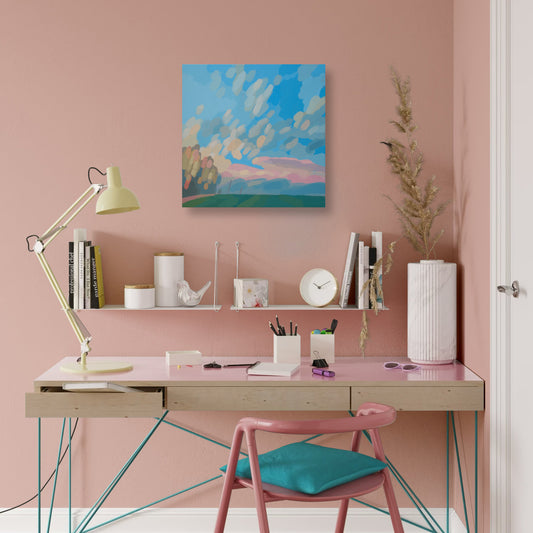 Malerei Wolkenfeld, handgemaltes Unikat, Natur, Landschaftsmalerei, Himmel, Acrylmalerei 40x40cm