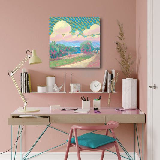 Malerei Isarwolken, handgemaltes Unikat, Natur, Landschaftsmalerei, Himmel, Acrylmalerei 50x50cm