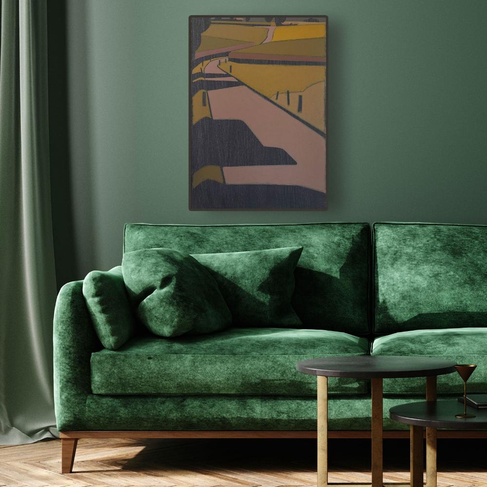 Summer Street, unique painting, hand-painted single piece, 68 x 46 cm, with frame