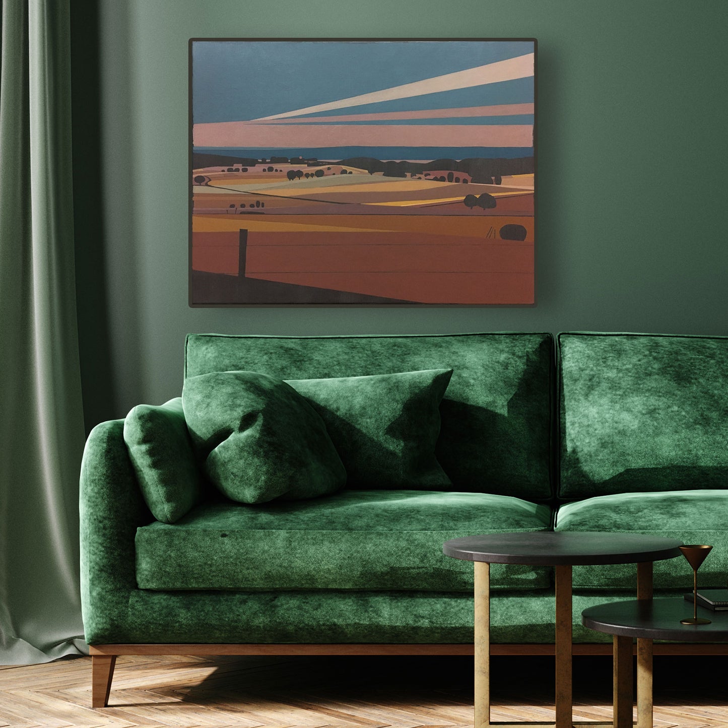 Fields, unique, painting, hand-painted single piece, 90 x 70 cm, with frame