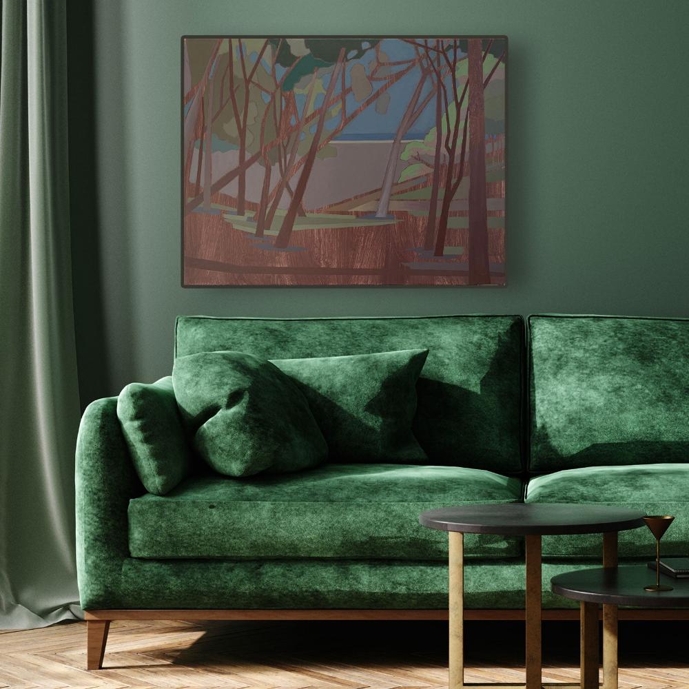 Pine scent, unique, painting, hand-painted unique piece, 68 x 52 cm, with frame