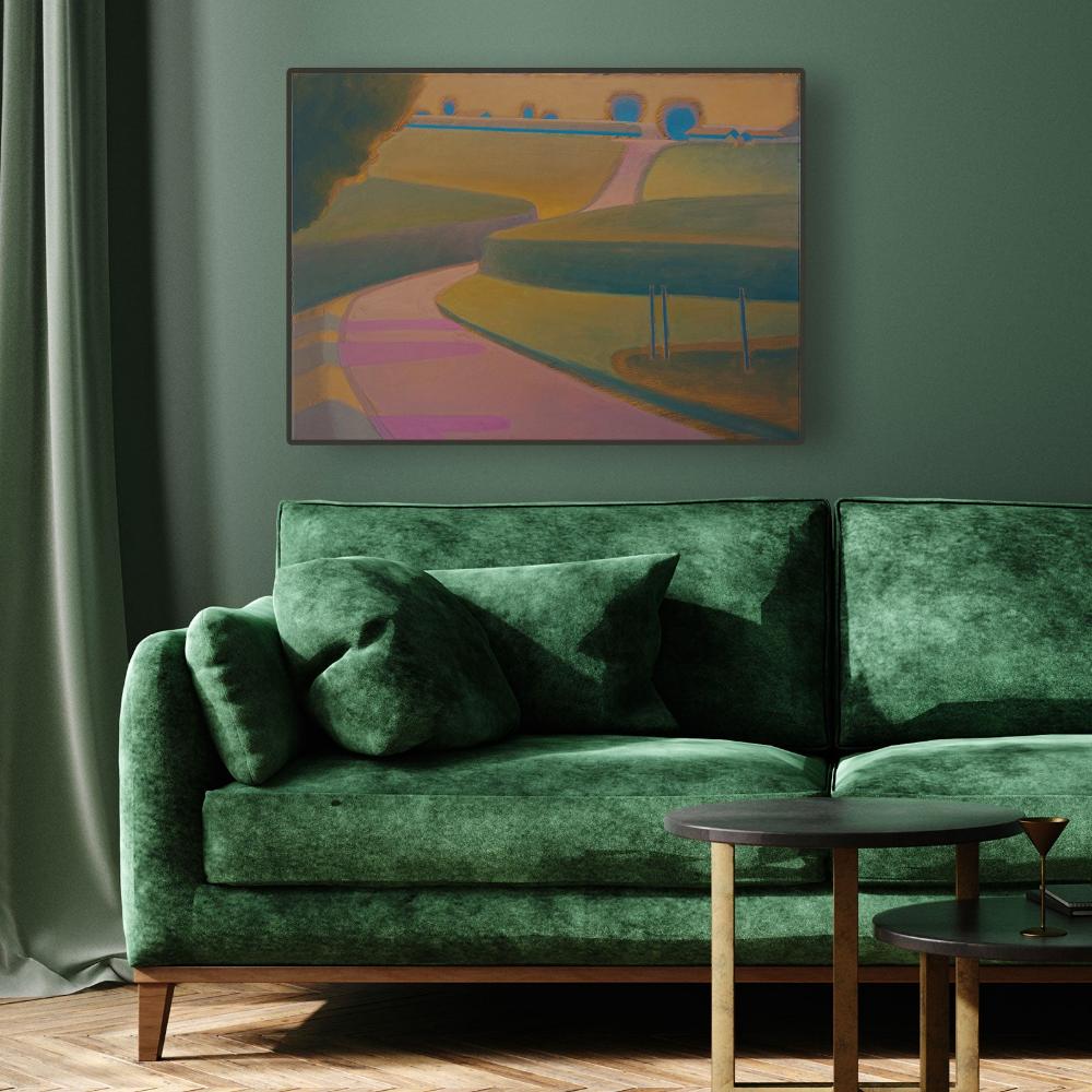 Summer view, unique painting, hand-painted unique piece, 70 x 50 cm, with frame