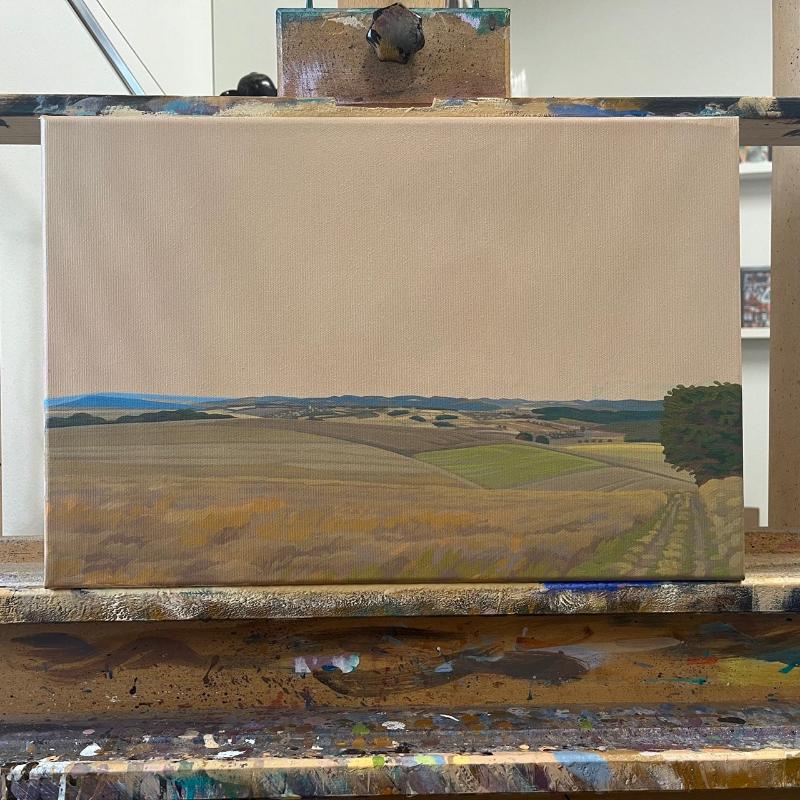 July fields, unique, painting, hand-painted unique piece, 45 x 30 cm, acrylic paint on canvas