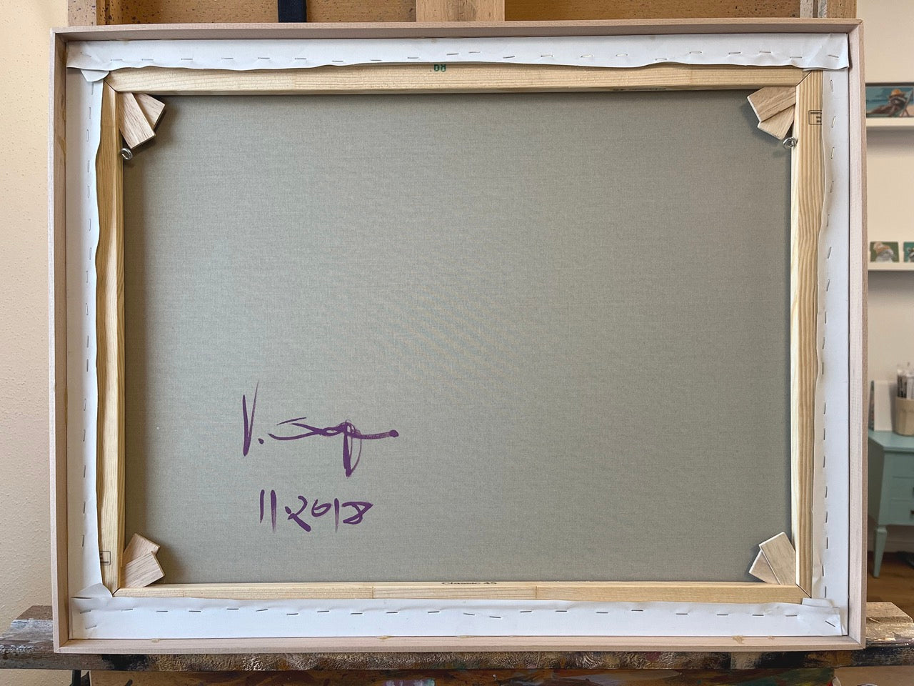 Landscape Complementary 1, unique, painting, hand-painted unique piece, 68 x 52 cm, with frame strip