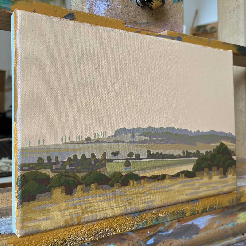 Fifteen poplar trees, unique, painting, hand-painted unique piece, 30 x 20 cm, acrylic paint on canvas