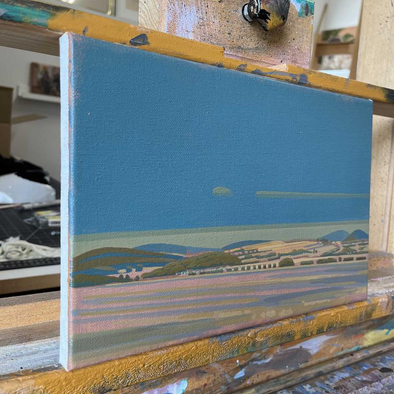 On the Sichelsberg, unique, painting, hand-painted unique piece, 30 x 20 cm, acrylic paint on canvas