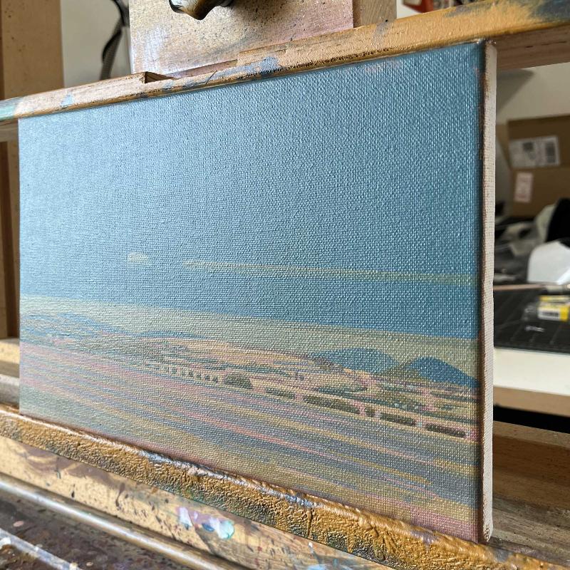 On the Sichelsberg, unique, painting, hand-painted unique piece, 30 x 20 cm, acrylic paint on canvas