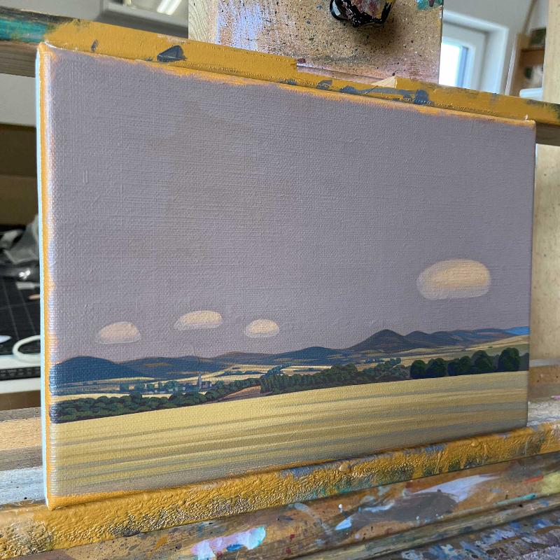 Four clouds, unique, painting, hand-painted unique piece, 30 x 20 cm, acrylic paint on canvas
