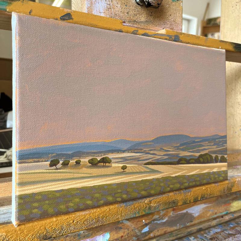 Mosaic of the fields, unique, painting, hand-painted unique piece, 30 x 20 cm, acrylic paint on canvas