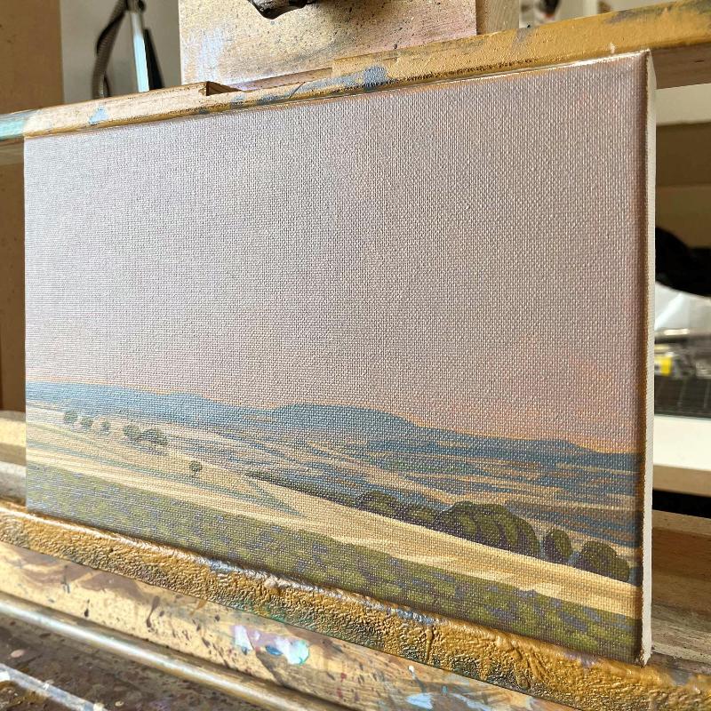 Mosaic of the fields, unique, painting, hand-painted unique piece, 30 x 20 cm, acrylic paint on canvas
