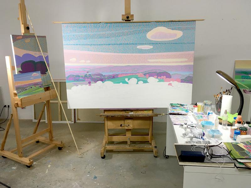 Landscape 1, unique, painting, hand-painted unique piece, 180 x 120 cm