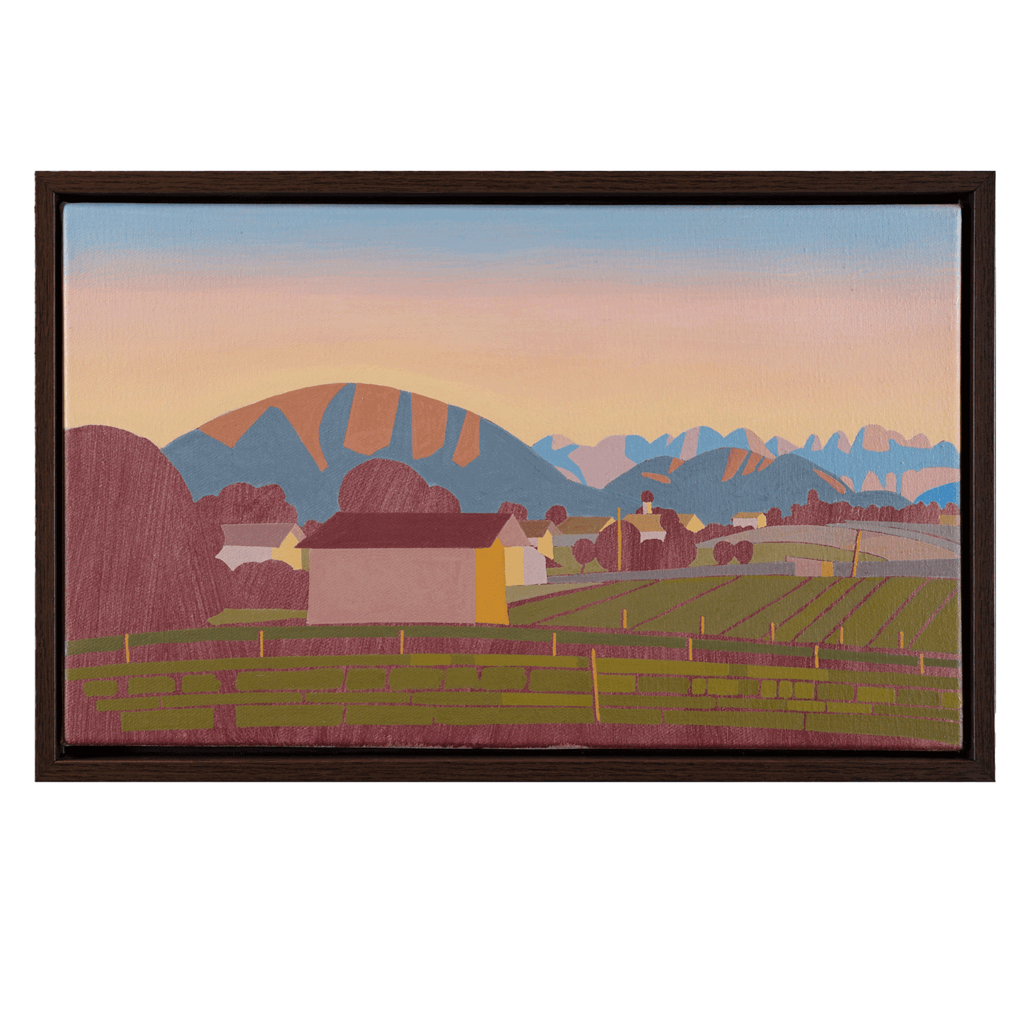 View to the south, unique, painting, hand-painted unique piece, 50 x 30 cm, with picture frame
