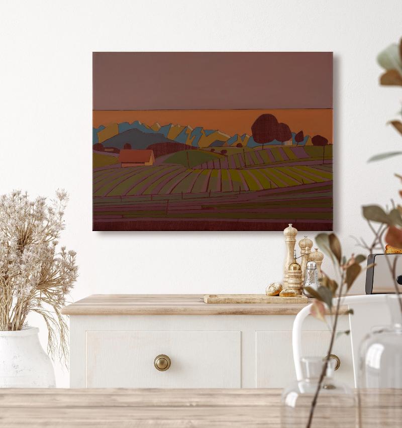 Barn, unique, painting, hand-painted unique piece, 40 x 30 cm, with picture frame