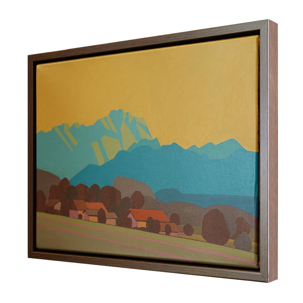 Mountain peak, unique, painting, hand-painted single piece, 40 x 30 cm, with picture frame