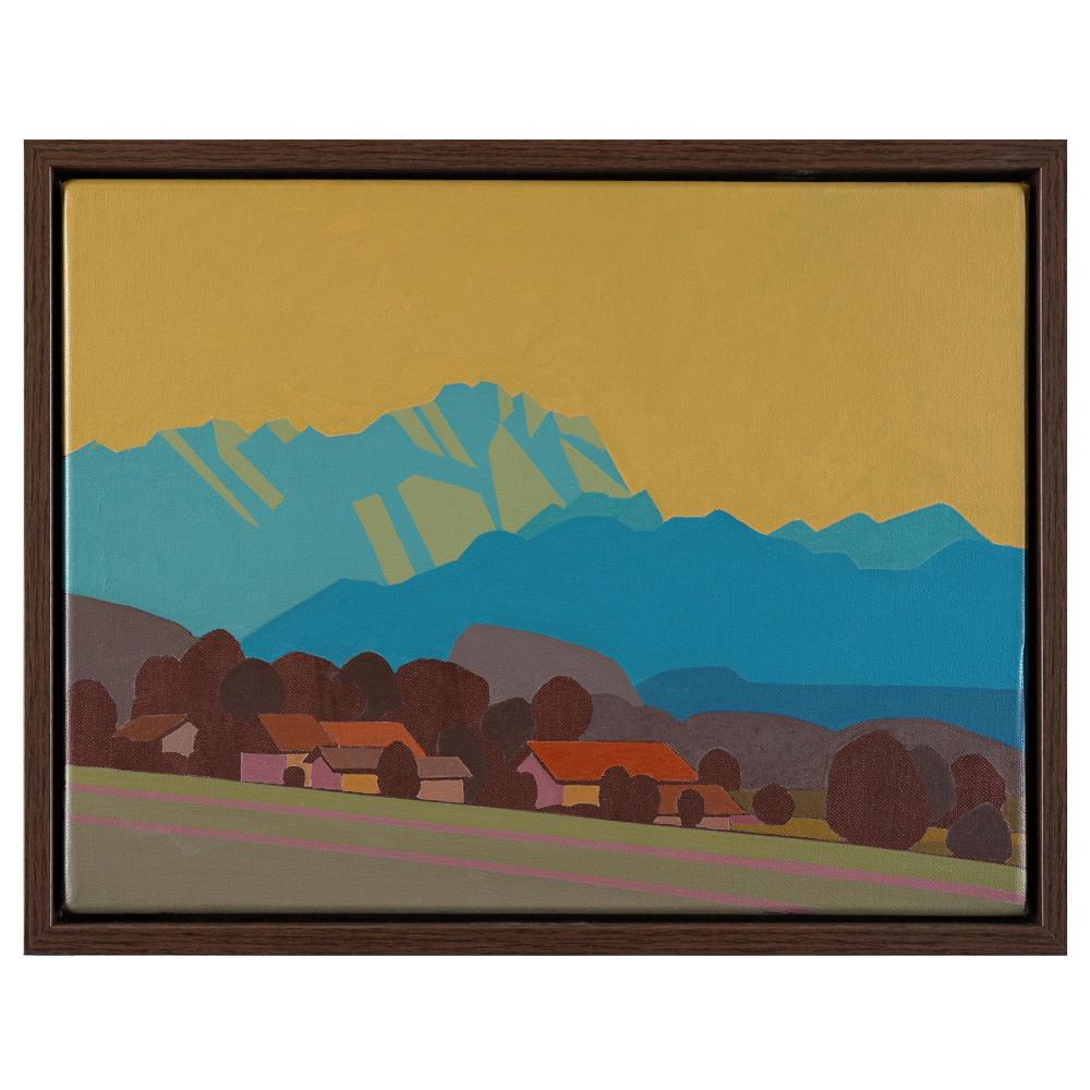 Mountain peak, unique, painting, hand-painted single piece, 40 x 30 cm, with picture frame