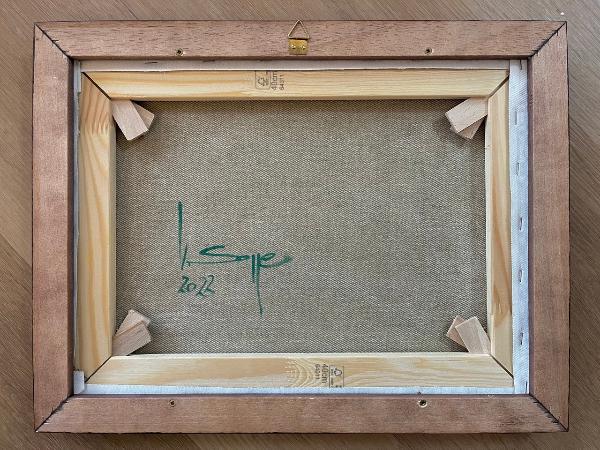 Little village, unique, painting, hand-painted unique piece, 40 x 30 cm, with picture frame