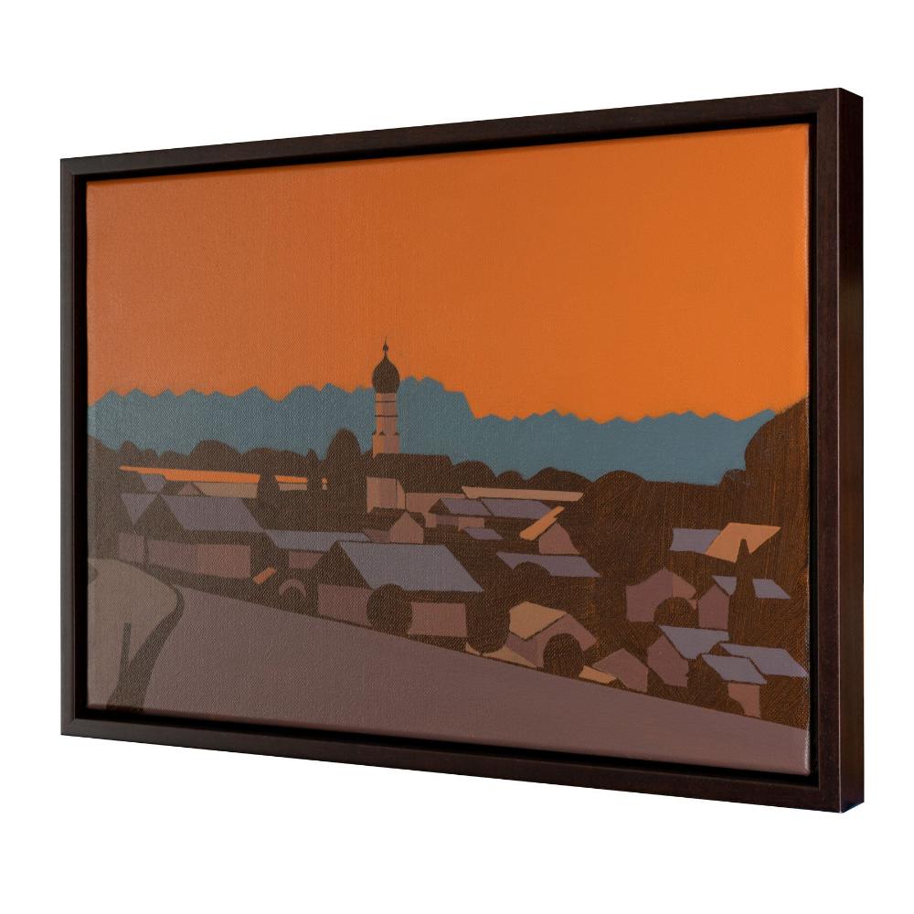 Winter evening, unique, painting, hand-painted unique piece, 40 x 28 cm, with picture frame