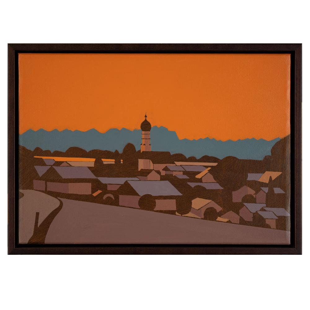 Winter evening, unique, painting, hand-painted unique piece, 40 x 28 cm, with picture frame