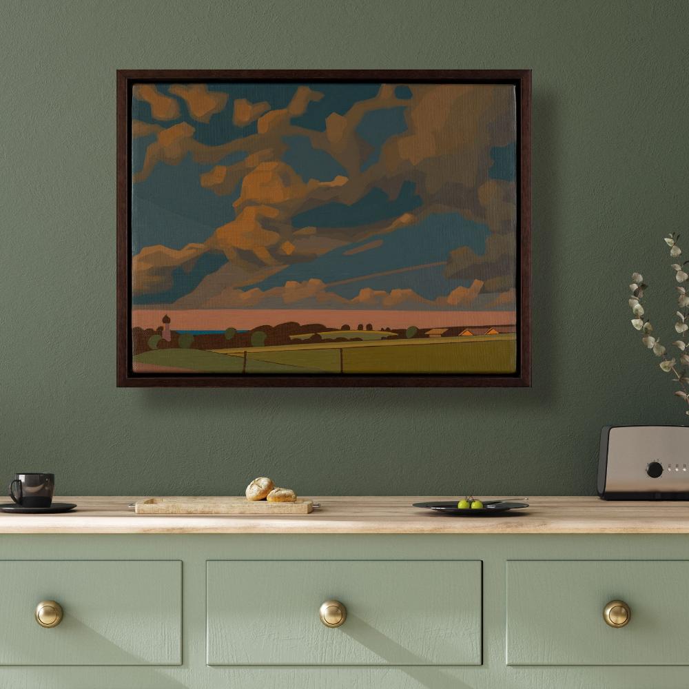 Highland clouds, unique, painting, hand-painted one-of-a-kind piece, 40 x 30 cm, with picture frame