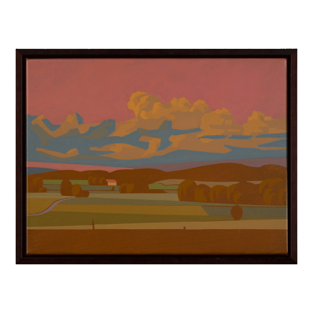 Summer evening, unique painting, hand-painted unique piece, 40 x 30 cm, with picture frame