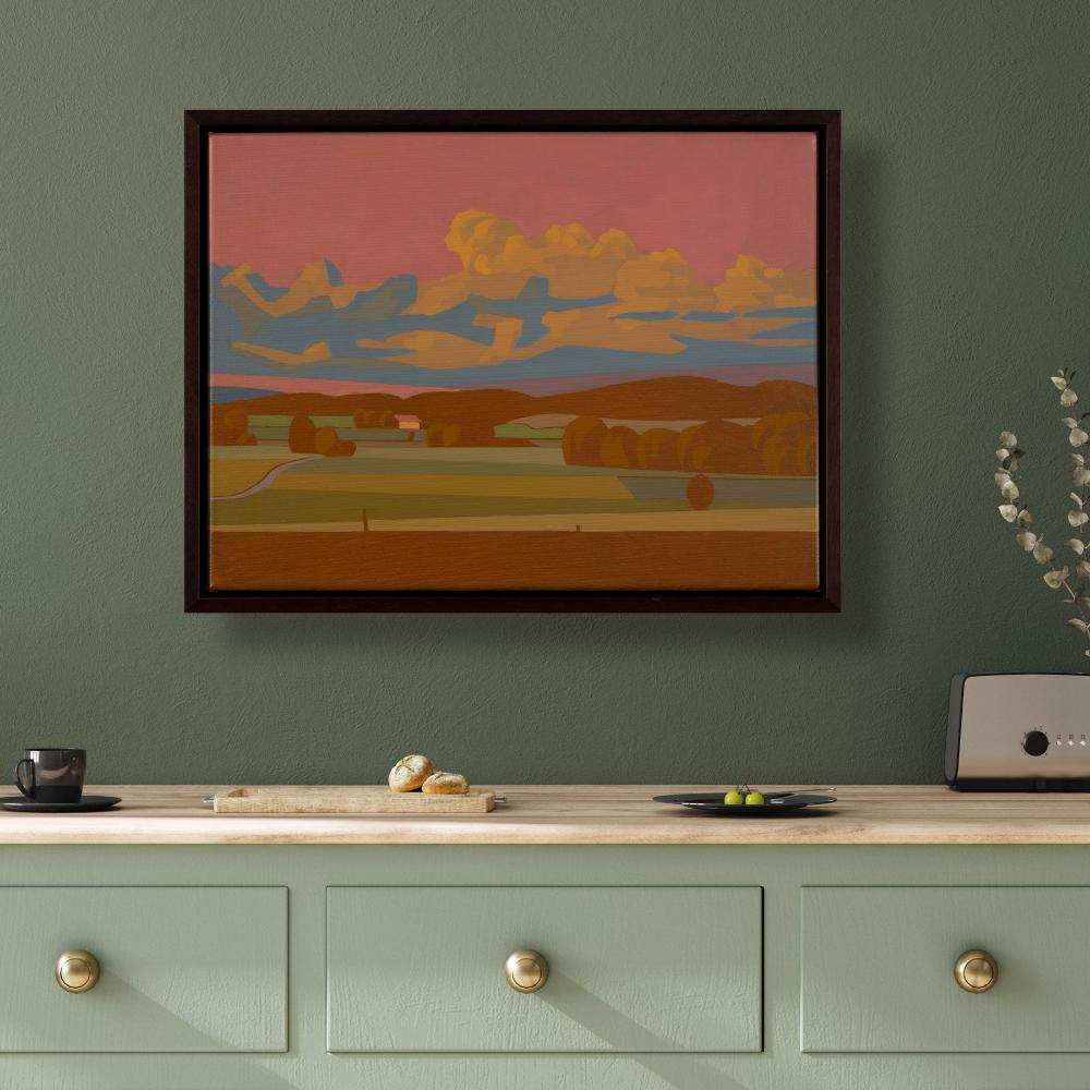 Summer evening, unique painting, hand-painted unique piece, 40 x 30 cm, with picture frame