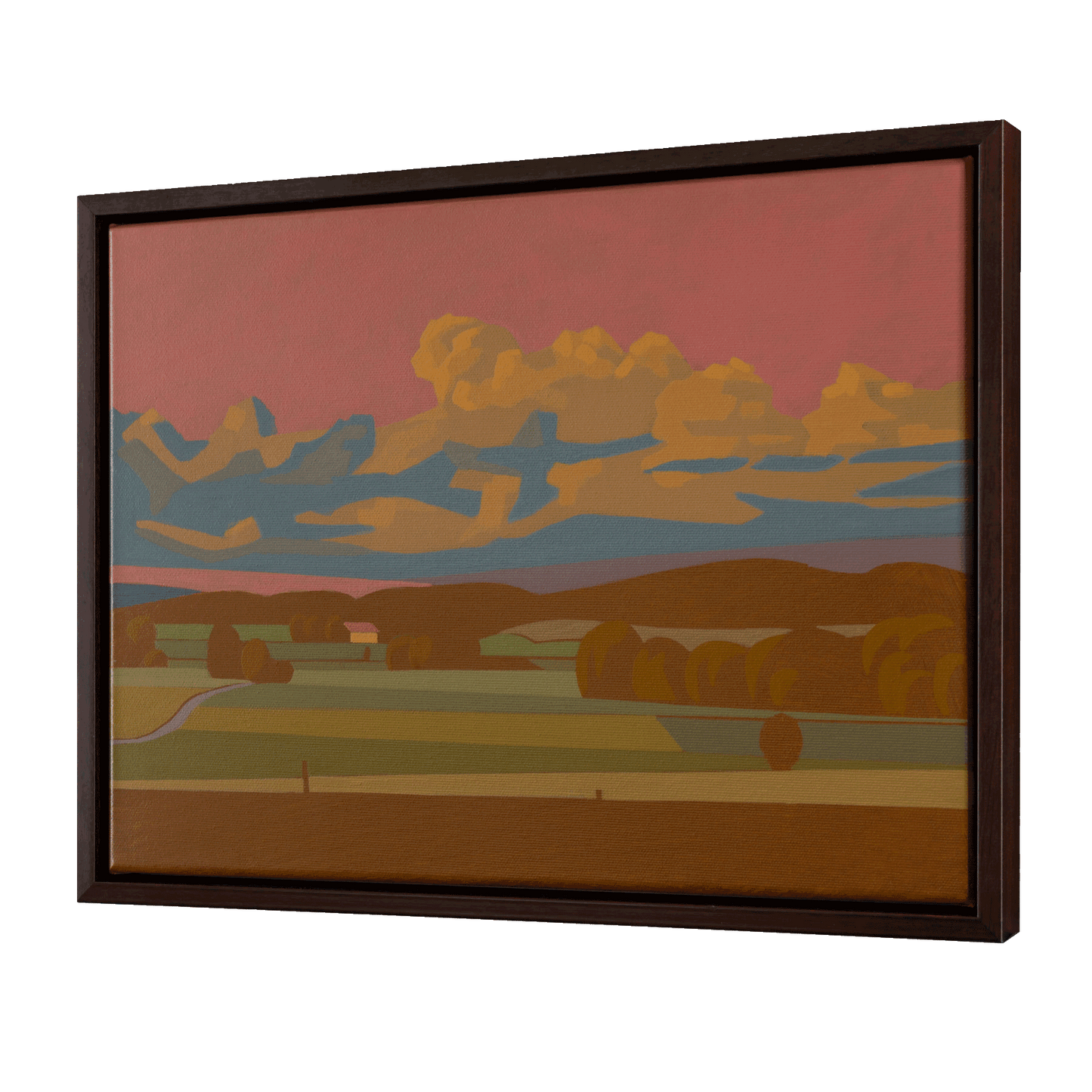 Summer evening, unique painting, hand-painted unique piece, 40 x 30 cm, with picture frame
