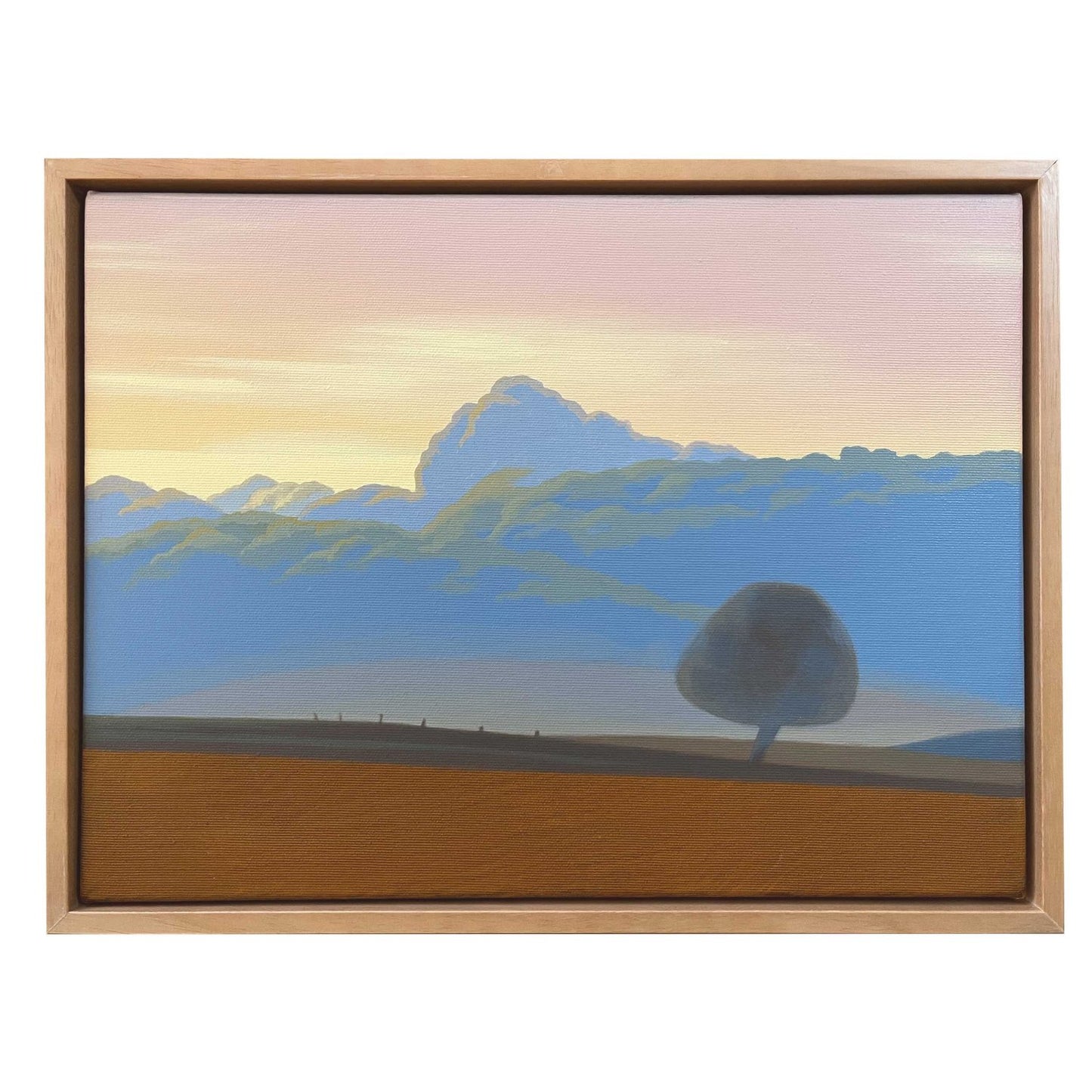Tree and clouds, unique, painting, hand-painted unique piece, 40 x 30 cm, with picture frame