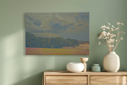 Landschaftsmalerei, Unikat, Wolkenhimmel, handgemaltes Einzelstück, 60 x 40 cm