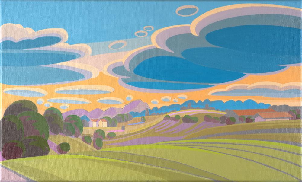 Cheerful, unique, painting, hand-painted unique piece, 40 x 28 cm, with picture frame