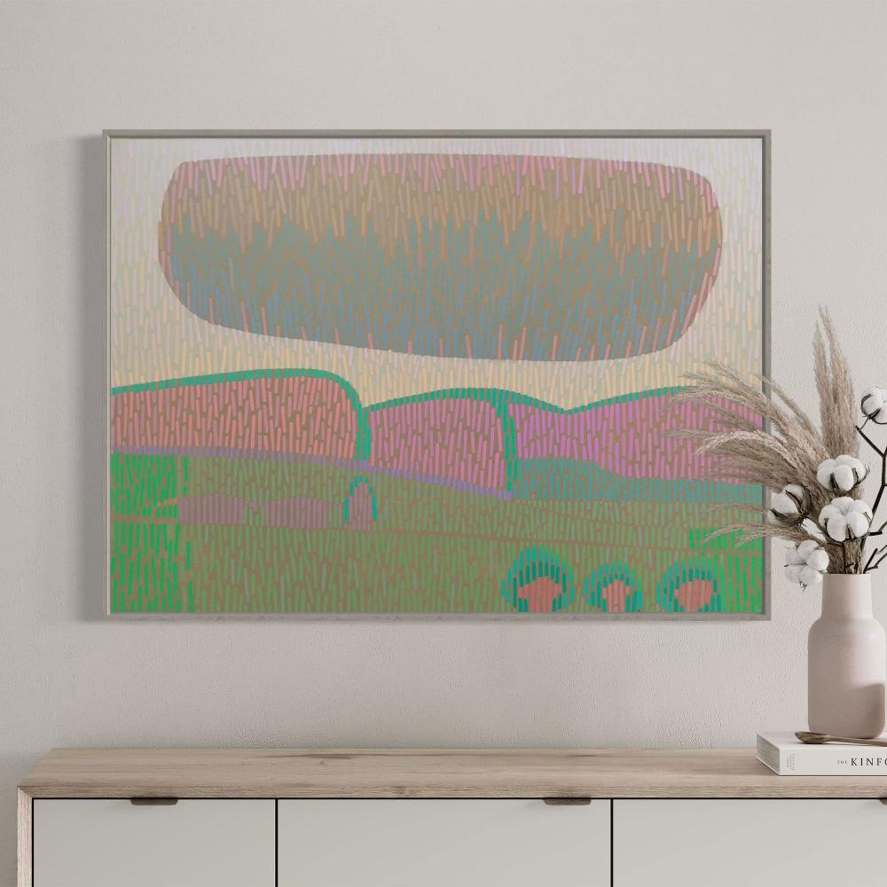 Landscape Complementary 5, unique, painting, hand-painted unique piece, 68 x 52 cm, with frame strip