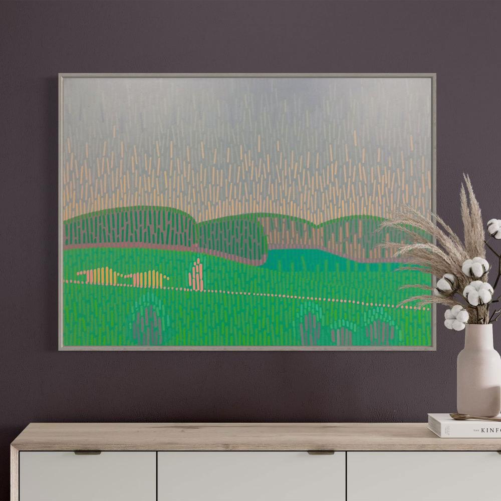 Landscape Complementary 3, unique, painting, hand-painted unique piece, 68 x 52 cm, with frame strip