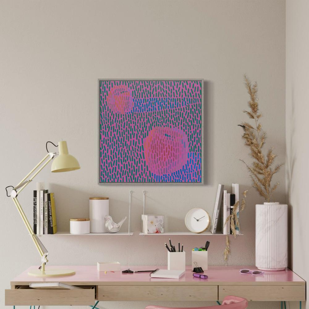 Paul's Apples 4 Magenta, unique, painting, hand-painted one-of-a-kind piece, 60 x 60 cm, with frame strip