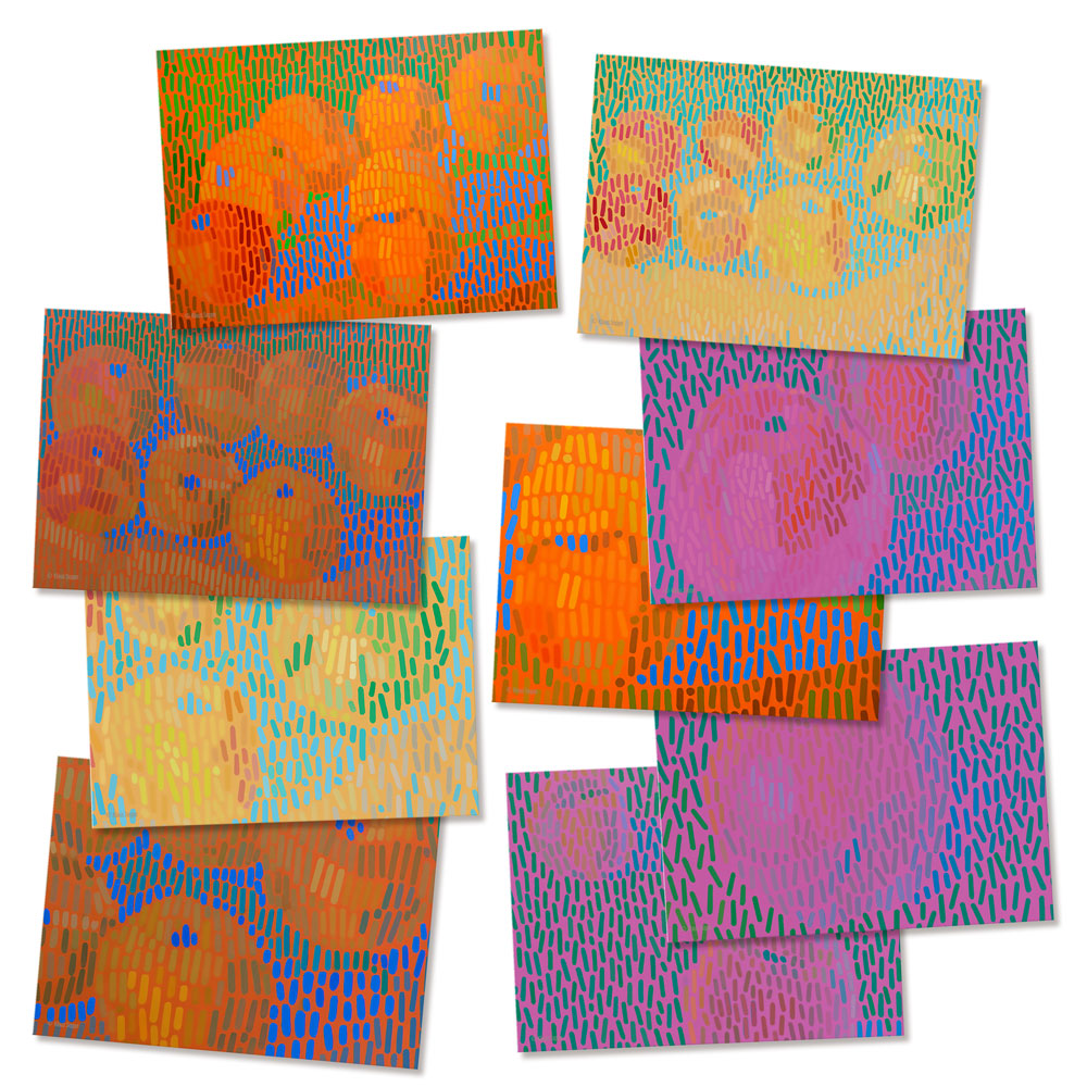 postcard set colorful apples