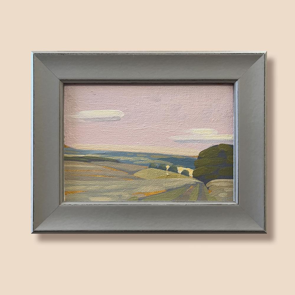 Eifel landscape, unique painting, hand-painted single piece, 19 x 14.5 cm, with frame